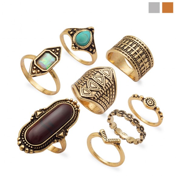Кольца на фаланги пальцев Fashion Set (8 шт)