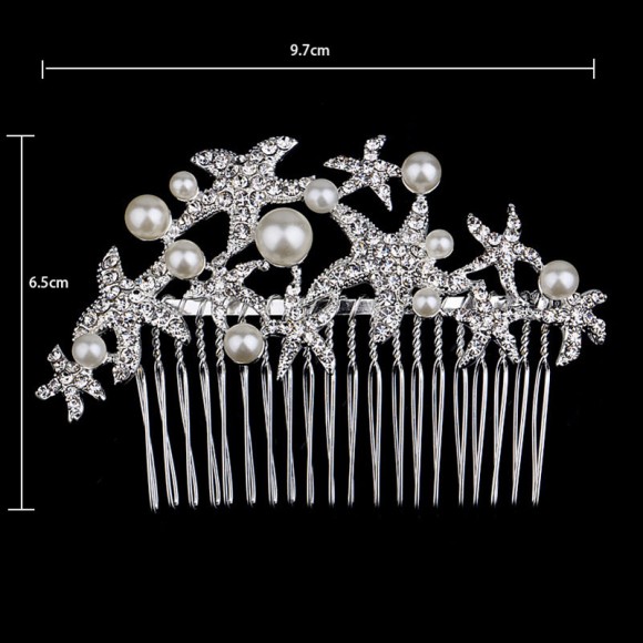 Гребень для волос Морская звезда кристаллами Гребень для волос Морская звезда кристаллами