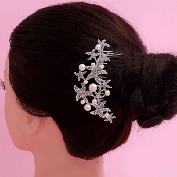 Гребень для волос Морская звезда кристаллами Гребень для волос Морская звезда кристаллами