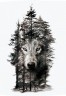 Временное тату — Волк в лесу LC — 574