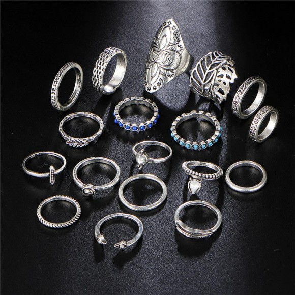 Кольца на фаланги пальцев Винтажный лист (набор 18 штук)