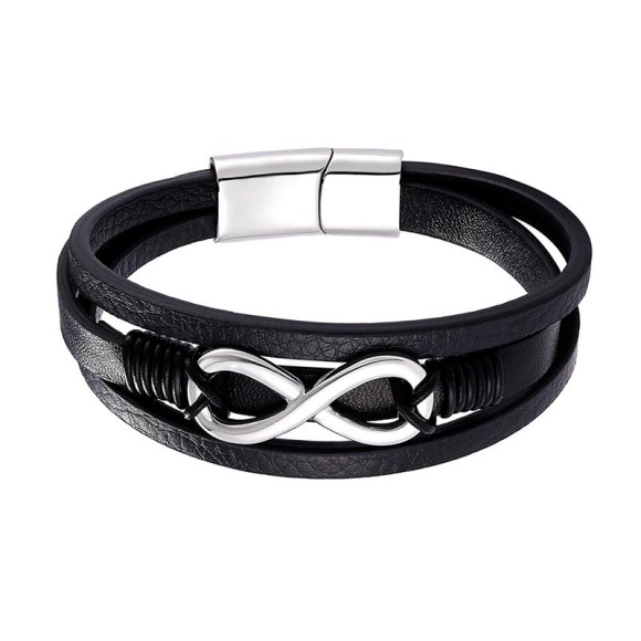 Мужской кожаный браслет большая Бесконечность