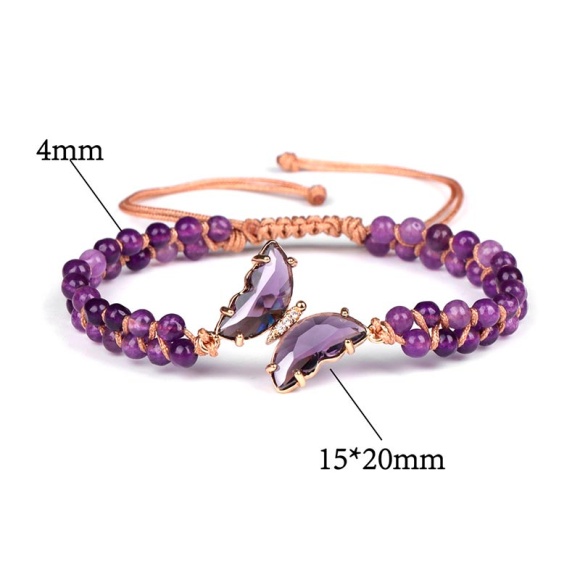 Браслет из натурального аметиста Бабочка
