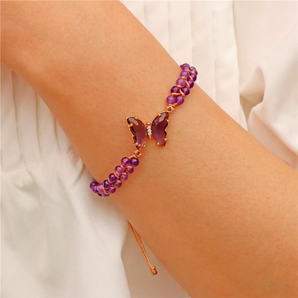 Браслет из натурального аметиста Бабочка