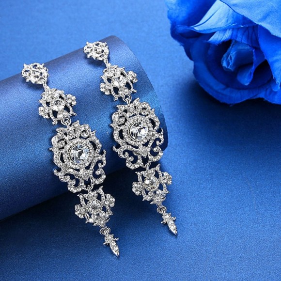 Серьги люстры Беатрис с кристаллами сваровски