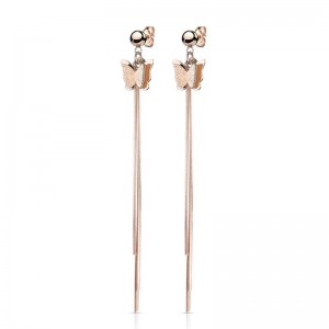 Довгі сережки з ланцюжками із сталі Spikes метелик