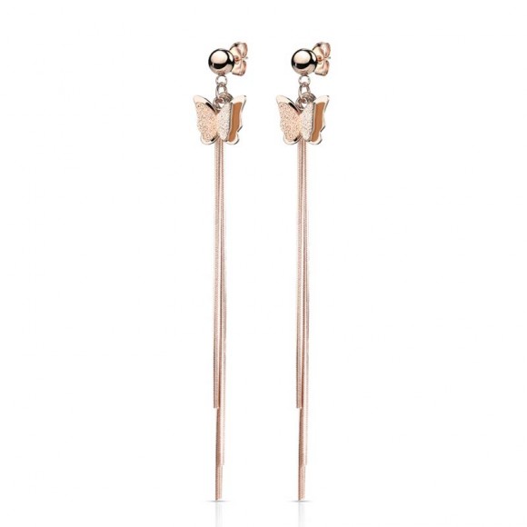 Довгі сережки з ланцюжками із сталі Spikes метелик