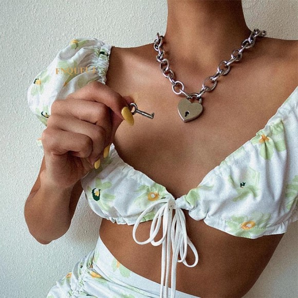 Ланцюжок об&#39;ємний із серцем замок