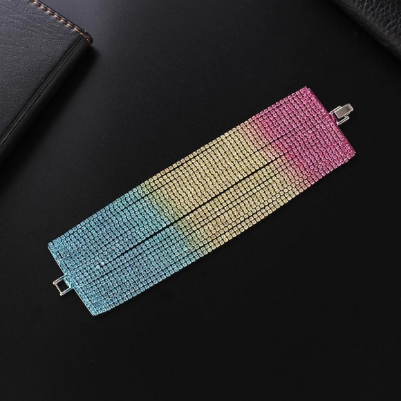 Вечерний браслет с кристаллами Цветной Вечерний браслет с кристаллами Цветной