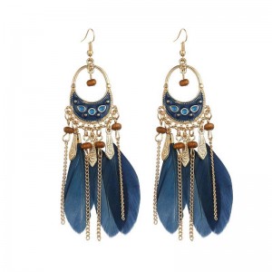 Серьги с перьями и цепочками Стиль