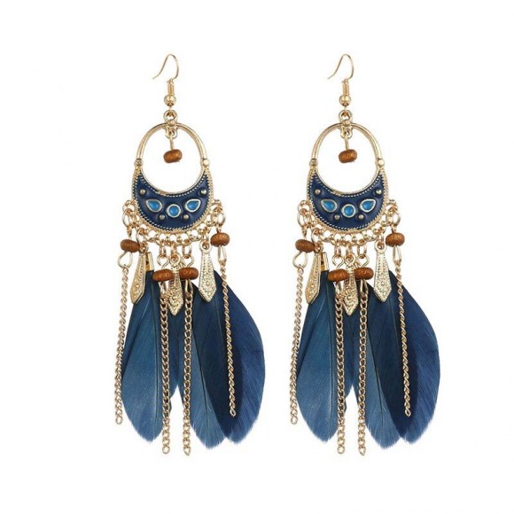 Серьги с перьями и цепочками Стиль