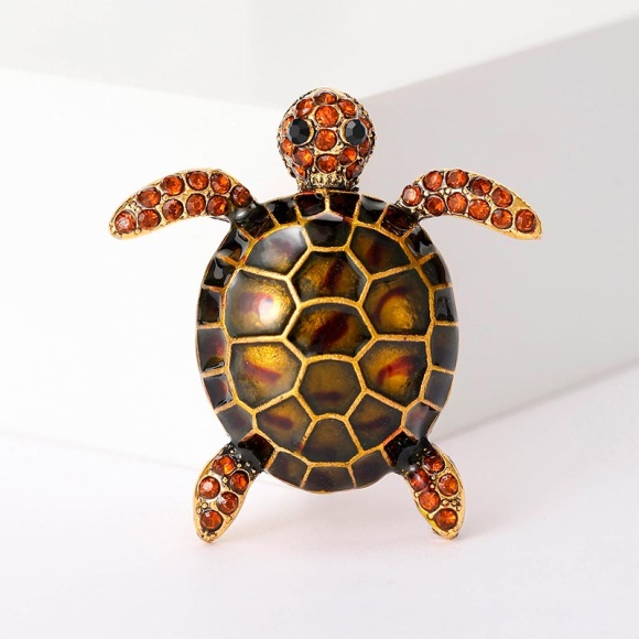 Брошь черепашка коричневый Брошь черепашка коричневый