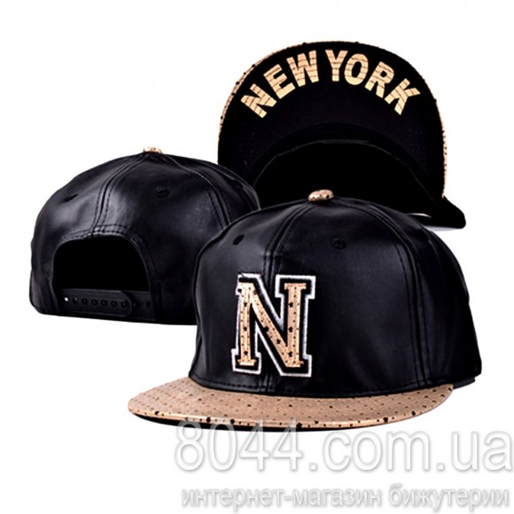 Кепка шкіряна з прямим козирком New York
