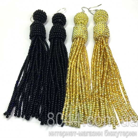 Сережки з бісеру Oscar de la renta Grand чорного кольору Сережки з бісеру Oscar de la renta Grand чорного кольору