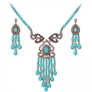 Набор украшений: колье и серьги Bohemian с бирюзой