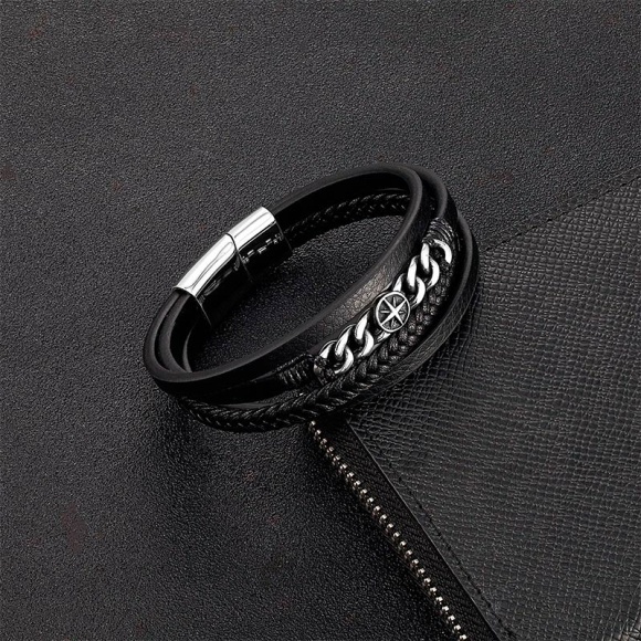 Чоловічий шкіряний браслет стрілки компаса Чоловічий шкіряний браслет стрілки компаса