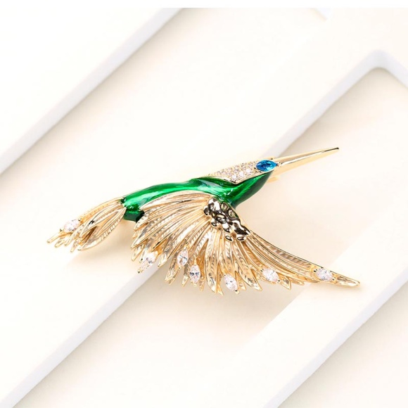 Брошь Колибри зеленая