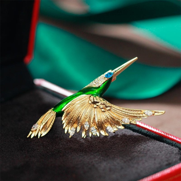 Брошь Колибри зеленая