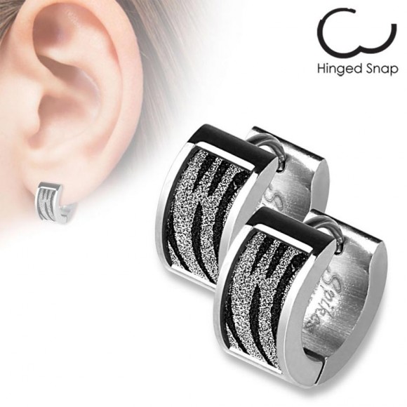 Сережки кільця зі сталі Spikes Зебра SEZ-17 Сережки кільця зі сталі Spikes Зебра SEZ-17