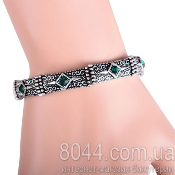Браслет на гумці з Glory із зеленими кристалами