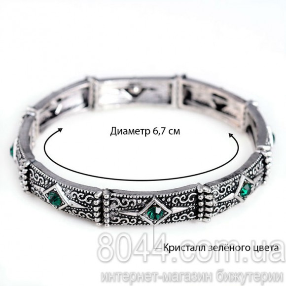 Браслет на гумці з Glory із зеленими кристалами