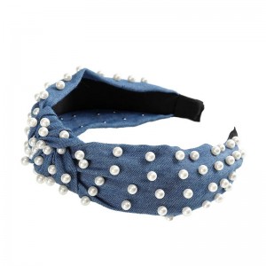 Обруч джинсовый с жемчужинами Обруч джинсовый с жемчужинами