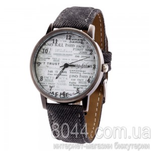 Наручные часы с джинсовым серым ремешком Newspaper