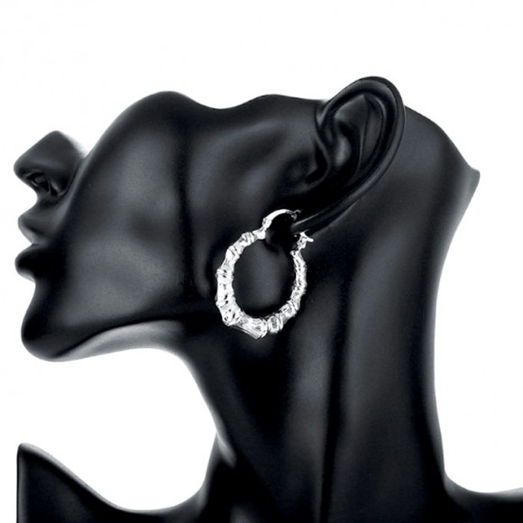 Сережки каблучки Бамбук посріблені Сережки каблучки Бамбук посріблені