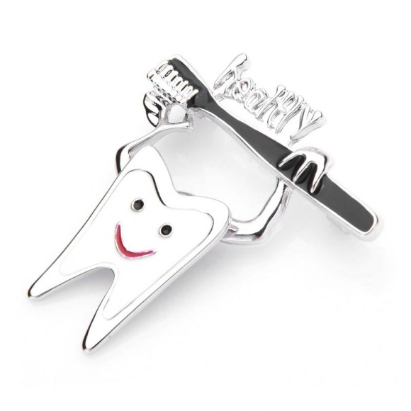 Брошь зуб со щеткой Стоматолог Брошь зуб со щеткой Стоматолог