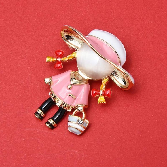 Брошь девушка с сумочкой Брошь девушка с сумочкой