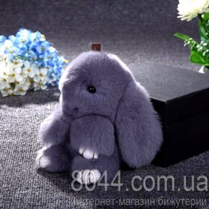 Брелок кролик із натурального хутра сірого кольору 15 см Брелок кролик із натурального хутра сірого кольору 15 см