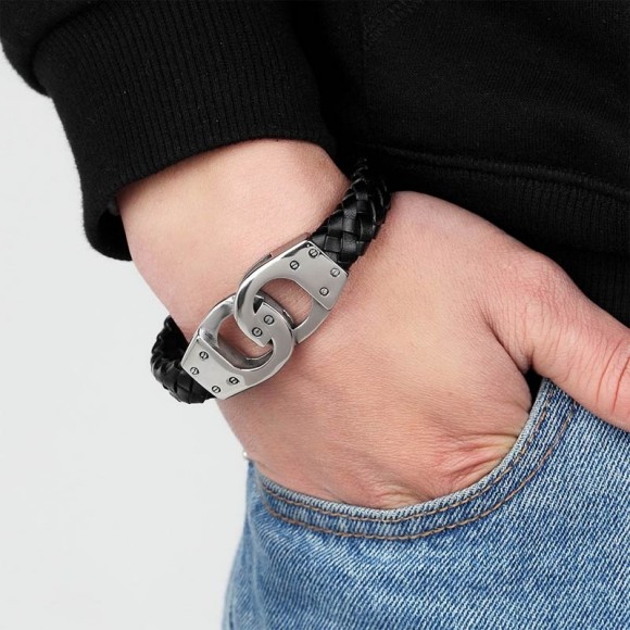 Мужской кожаный браслет Наручники Мужской кожаный браслет Наручники