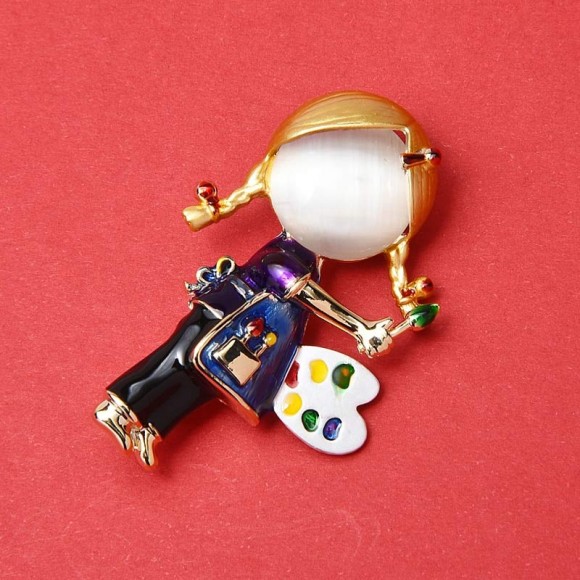 Брошка дівчина художник