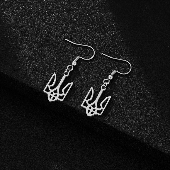 Серьги подвески из нержавеющей стали Герб Украины