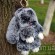 Брелок кролик из меха шиншиллы серый меланж 18 см