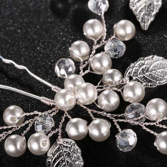 Шпильки для волосся Листочки з кристалами