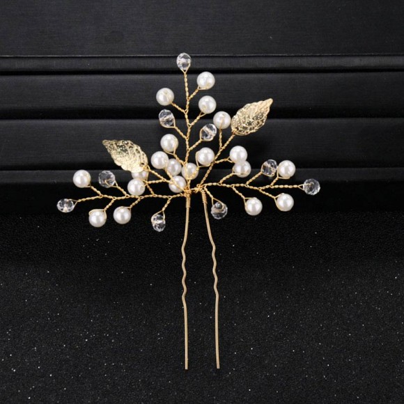 Шпильки для волосся Листочки з кристалами