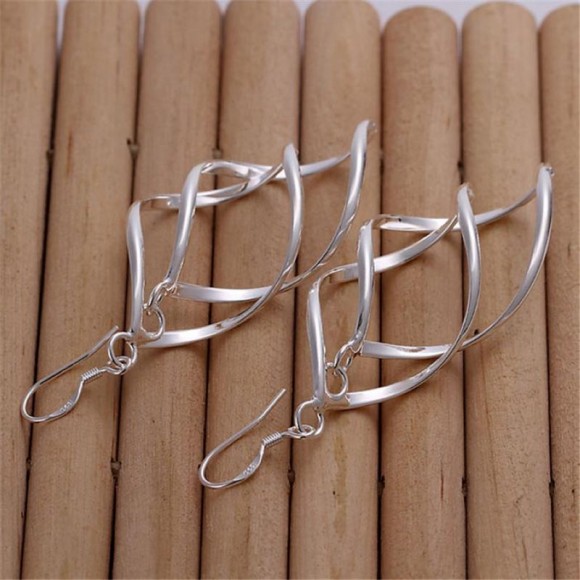 Сережки підвіски завиток срібні Сережки підвіски завиток срібні