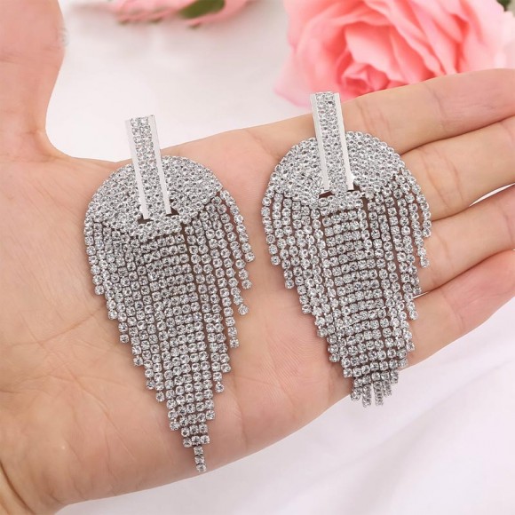 Вечерние серьги с кристаллами Лист