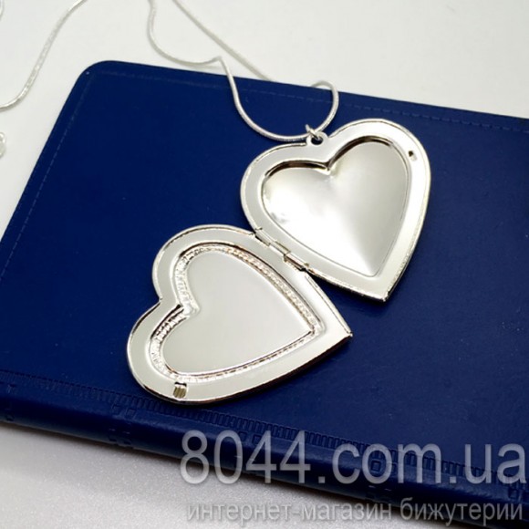 Серебреная цепочка и кулон Сердце фоторамка