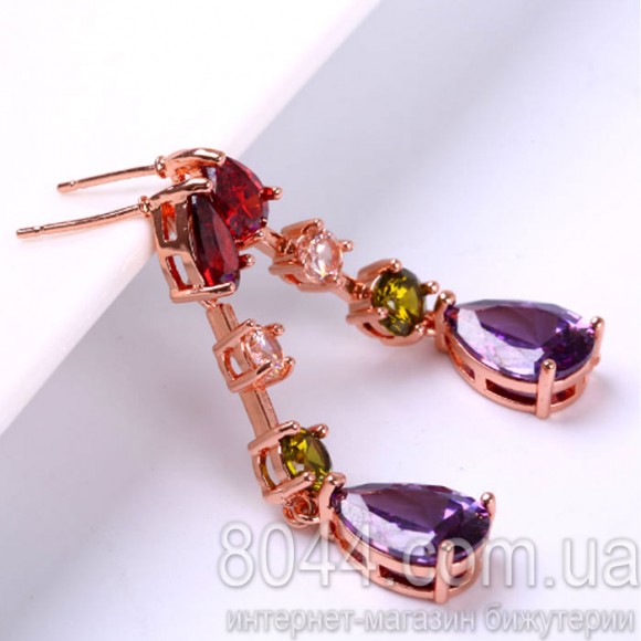 Довгі сережки з камінням Luxury Colorful Довгі сережки з камінням Luxury Colorful