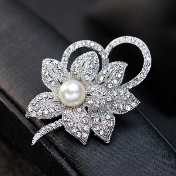 Брошь Квітка з перлиною Люкс Брошь Квітка з перлиною Люкс