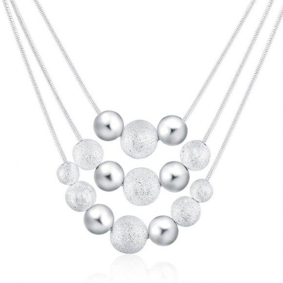 Набор украшений Шарики посеребренные: колье и серьги Набор украшений Шарики посеребренные: колье и серьги
