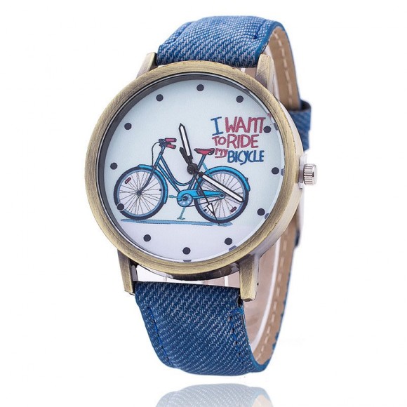 Наручний годинник з джинсовим ремінцем Bicycle Jeans синього кольору