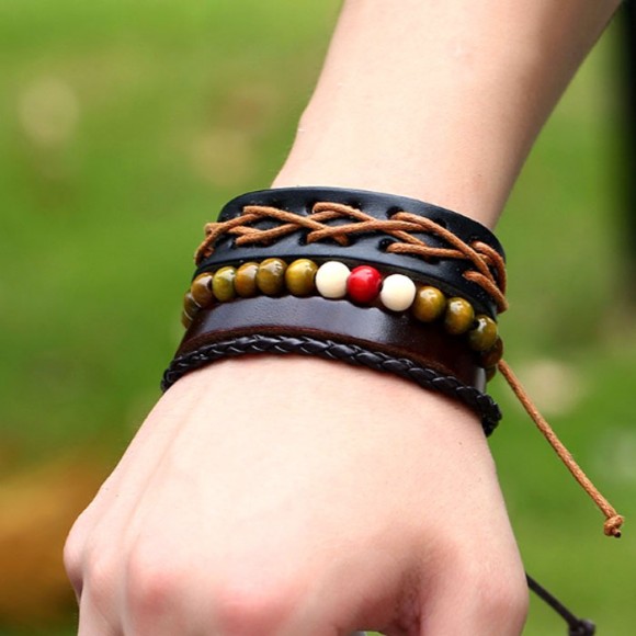 Набір шкіряних браслетів Casual (3 шт)