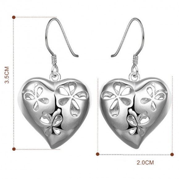 Серьги подвески Сердце посеребренные Серьги подвески Сердце посеребренные