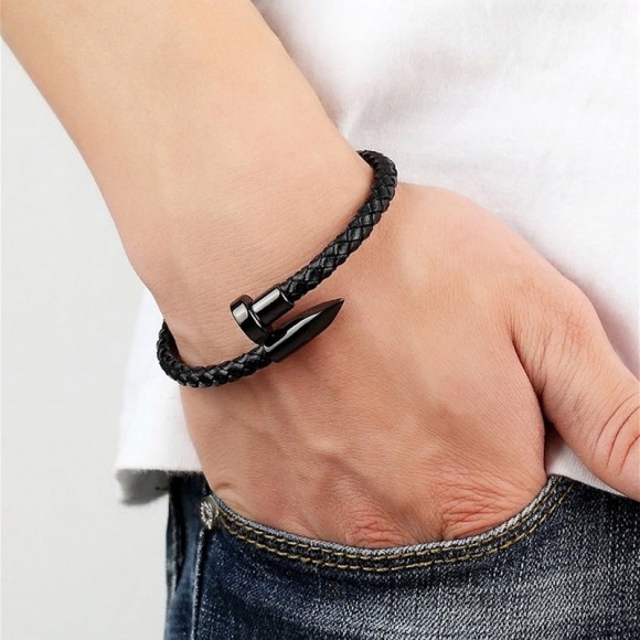 Мужской кожаный браслет Гвоздь Мужской кожаный браслет Гвоздь