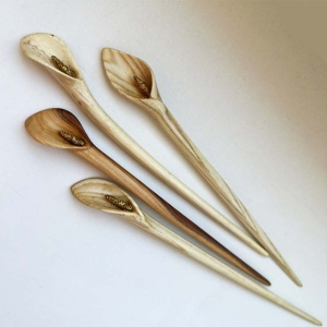 Шпилька для волос из дерева цветок Калла Шпилька для волос из дерева цветок Калла