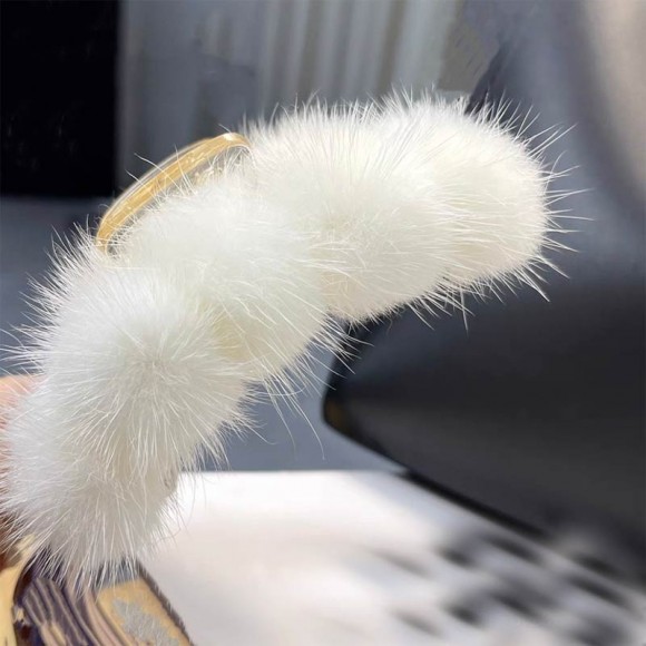 Заколка крабик для волосся з натурального хутра