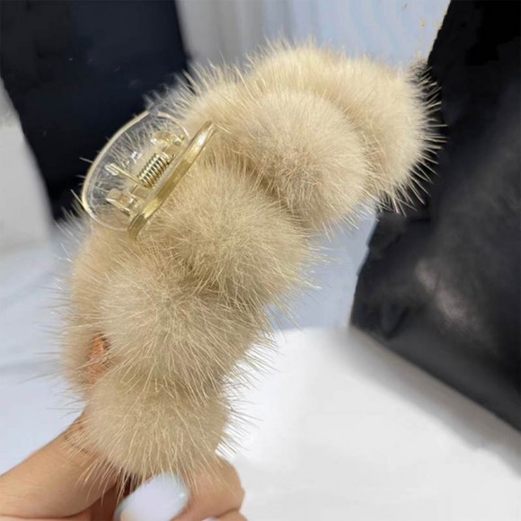 Заколка крабик для волосся з натурального хутра